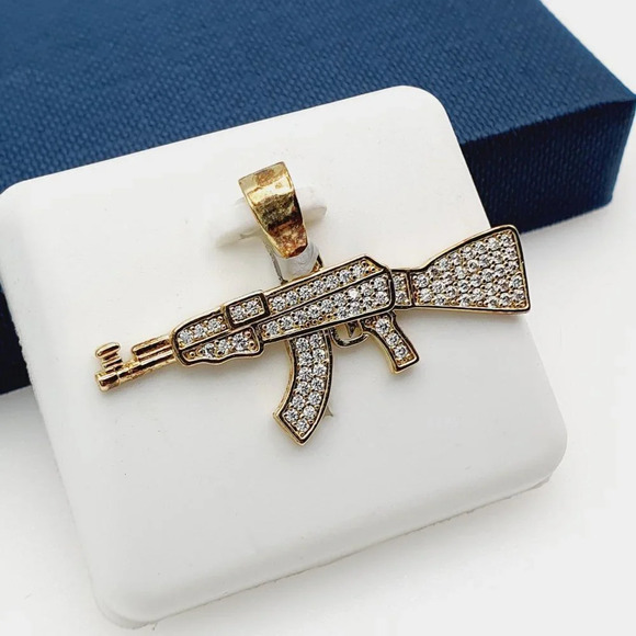 "14K Gold Plated Cubic Zircon Pendant, INUS1BR076 - Picture 8 of 10